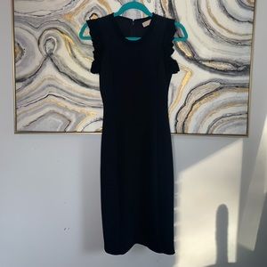 Black Michael Kors MIDI Dress With Ruffle Sleeves